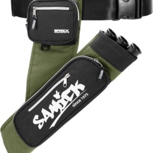 SAMICK SPORTS Archery Arrow Quiver - Adjustable Waist Hanged Quiver with 3 Removable Tubes & Pockets for Archery Arrows Case & Equipment - Ideal for Hunting & Target Practice - Right Handed Only