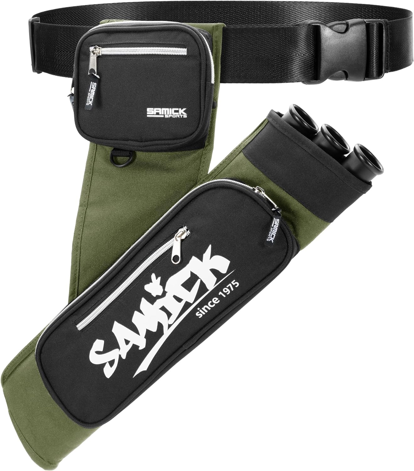 SAMICK SPORTS Archery Arrow Quiver - Adjustable Waist Hanged Quiver with 3 Removable Tubes & Pockets for Archery Arrows Case & Equipment - Ideal for Hunting & Target Practice - Right Handed Only