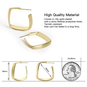 vaoruteng 14 Karat Gold Hoop Earrings Gold Earirngs for Womens Square Simple Hoop Jewelry Lightweight Hypoallergenic Earrings for Gift 1