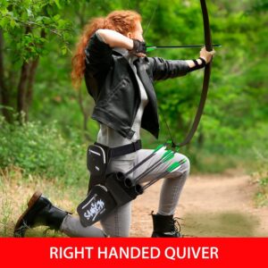 SAMICK SPORTS Archery Arrow Quiver - Adjustable Waist Hanged Quiver with 3 Removable Tubes & Pockets for Archery Arrows Case & Equipment - Ideal for Hunting & Target Practice - Right Handed Only