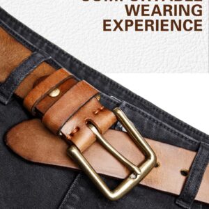 wolksprong Mens Belts Heavy Duty Mens Belts for Jeans - Full Grain Leather, High Hardness Buckle, Packed In Gift Box