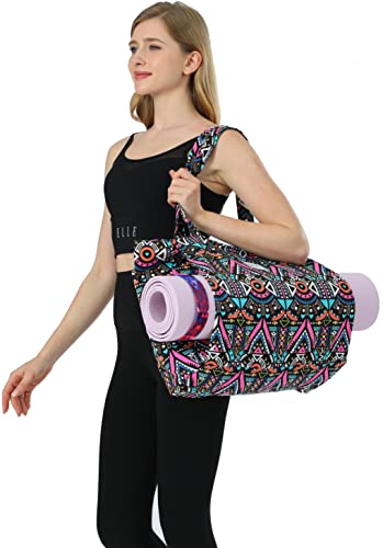 Aozora Yoga Mat Bag Tote Sling Carrier with Yoga Mat Carrier Pocket Carryall Shoulder Bag Light and Durable (Indian)