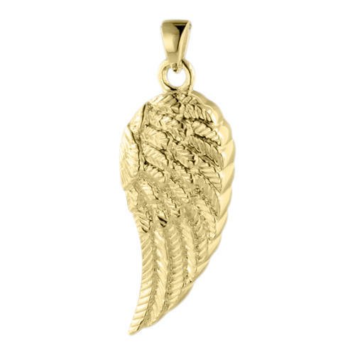 Perfect Memorials Custom Engraved Wing of an Angel 14k Gold Vermeil Cremation Jewelry (1 Cu/In) - Beautiful Keepsake Necklace/Memorial Urn Pendant For 1 Cu/In of Adult Human Ashes, Lock of Hair