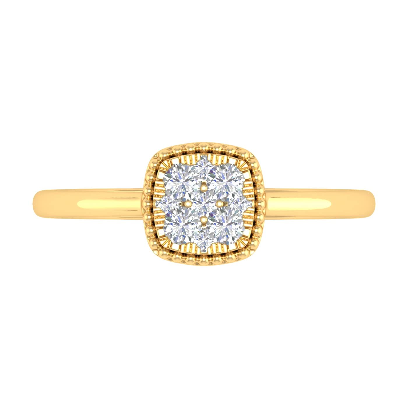 1/4 Carat Cushion Cut Diamond Ring in 10K Yellow Gold (Ring Size 8.25)