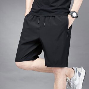 XiaoLongRen Boys Outdoor Running Shorts Quick Dry Lightweight Gym Shorts with Zipper Pockets(07022BK-14)