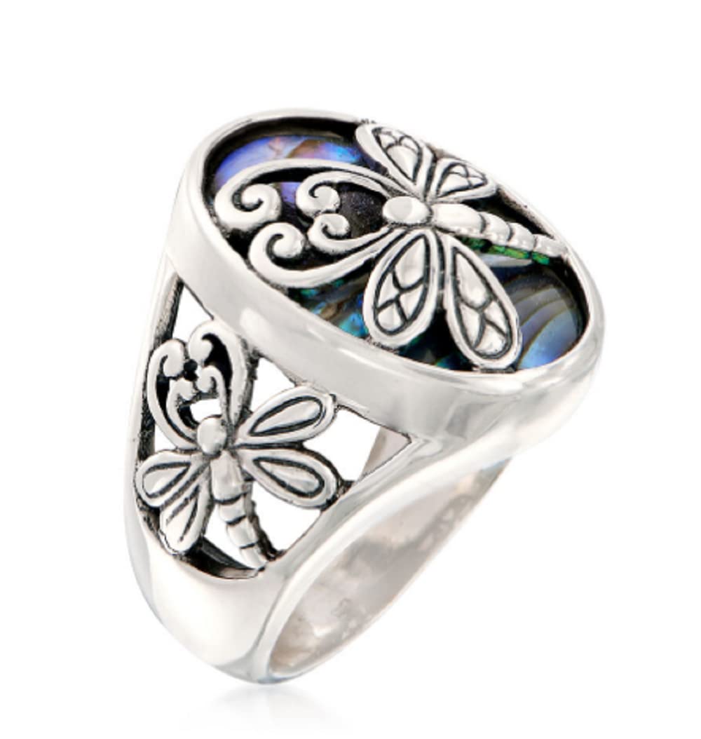 HUKQBUNX 925 Sterling Silver Creative Dragonfly Insect Fashion Women's Fresh Ring Size 6-10 (Size 7)