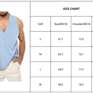 utcoco Men's Cotton Linen Tank Top Solid Color V-Neck Cut Off Tee Summer Beach Sleeveless Shirts for Men (L, White)