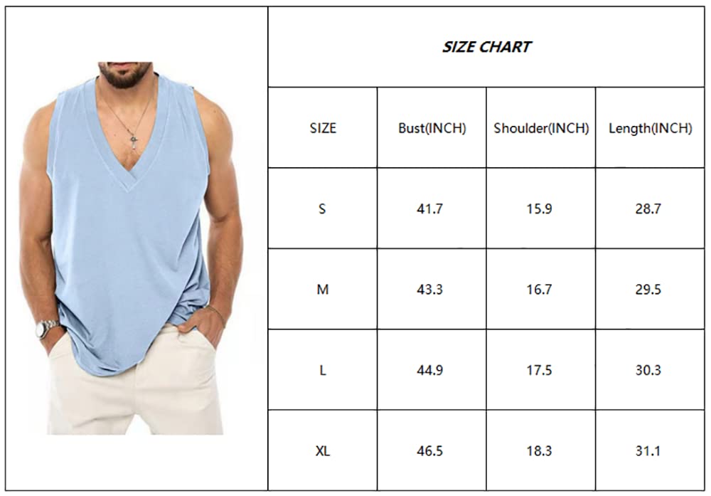 utcoco Men's Cotton Linen Tank Top Solid Color V-Neck Cut Off Tee Summer Beach Sleeveless Shirts for Men (L, White)