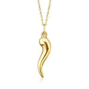 Canaria 10kt Yellow Gold Italian Horn Pendant Necklace. 16 inches