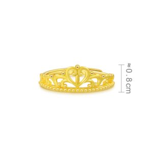 CHOW SANG SANG 999.9 24K Solid Gold Price-by-Weight 2.99g Gold Crown Ring for Women 90227R | Adjustable Size