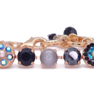 Mariana Rocky Road Goldtone Bracelet Black Grey Silvertone Crystal Mix Mosaic Glisten 1149