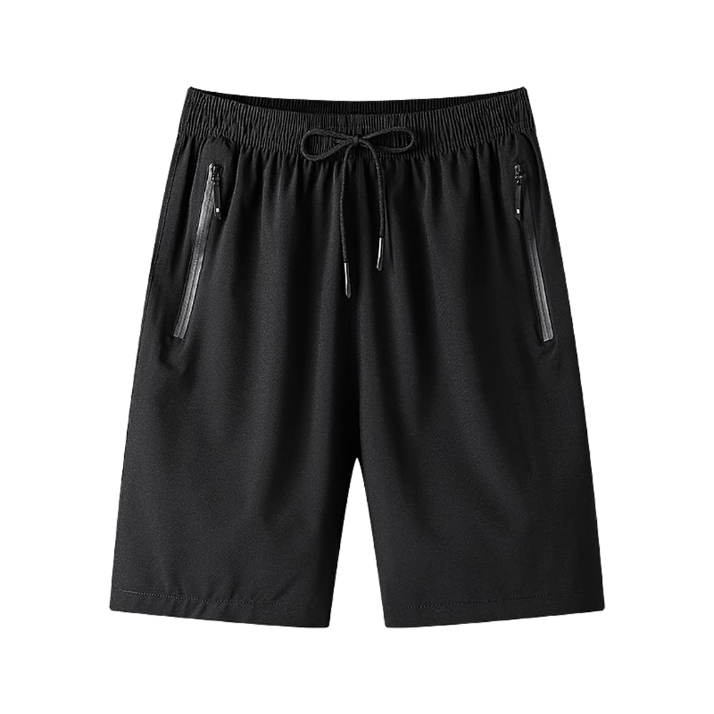 XiaoLongRen Boys Outdoor Running Shorts Quick Dry Lightweight Gym Shorts with Zipper Pockets(07022BK-14)