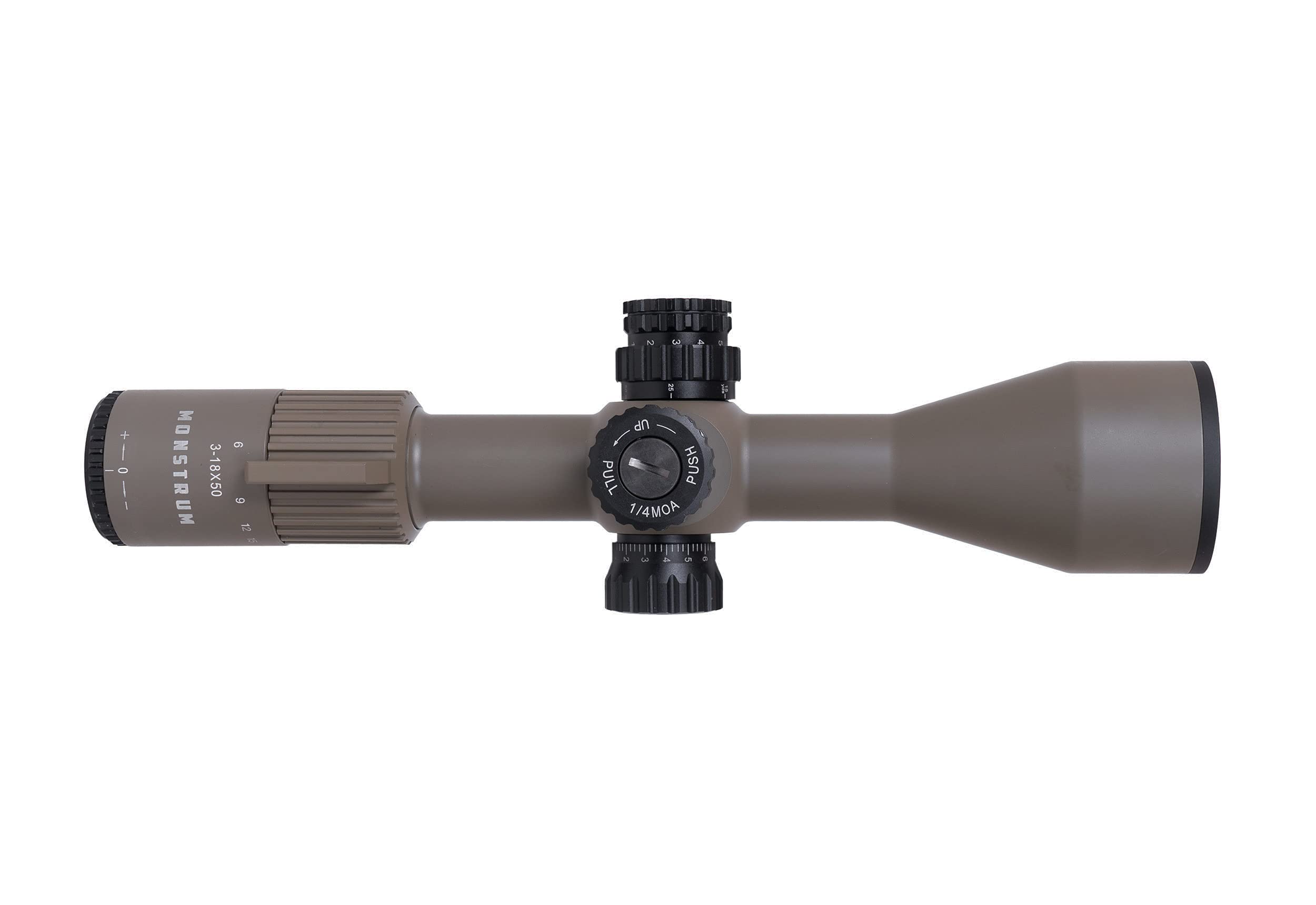 Monstrum G3 3-18x50 FFP Rifle Scope | Flat Dark Earth | Monstrum Extended Length Offset Scope Mount | 20 MOA | Bundle