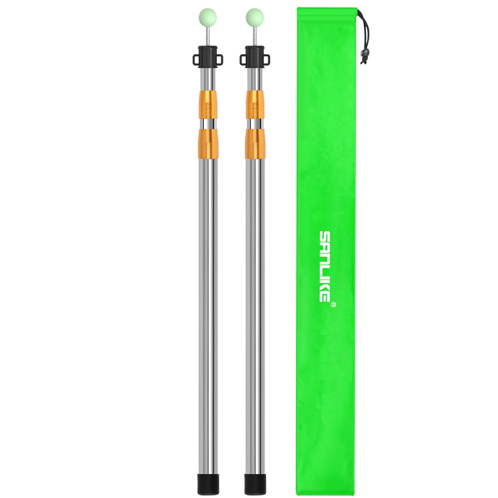 SANLIKE Telescoping Tarp Pole Adjustable Tent Poles, 33"-86.6" Thickened Tube Collapsible Stainless Steel Canopy Poles for Camping Backpacking Hiking Awning Sun Sails Outdoor Sports, Set of 2