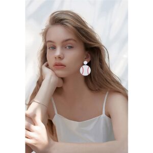 Handmade Lightweight Acrylic Football Baseball Rugby Basketball Dangle Drop Earrings for Women Jewelry Gift(Baseball Dangle Drop Earrings)