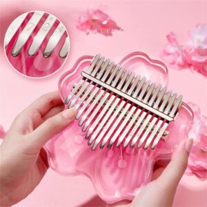 LKJYBG 21-Tone Kalimba with Piano Box,Cherry Blossoms Shape Thumb Piano Acrylic Finger Piano Gifts with Tune Hammer Study Instruction Digital Audio Tone Key Sticker for Kids and Adults Beginners