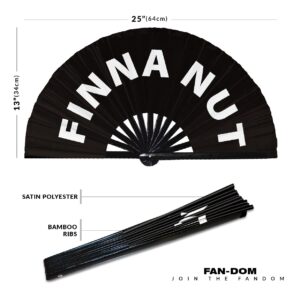 Finna Nut Hand Fan Foldable Bamboo Circuit Rave Hand Fans Slang Words Fan Outfit Party Gear Gifts Music Festival Rave Accessories (Black)