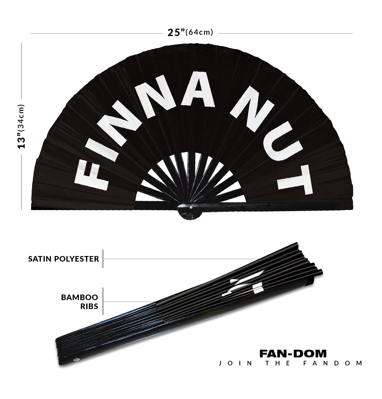 Finna Nut Hand Fan Foldable Bamboo Circuit Rave Hand Fans Slang Words Fan Outfit Party Gear Gifts Music Festival Rave Accessories (Black)