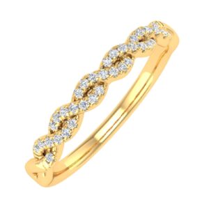 1/10 carat twisted diamond wedding band ring in 10k yellow gold (ring size 11)