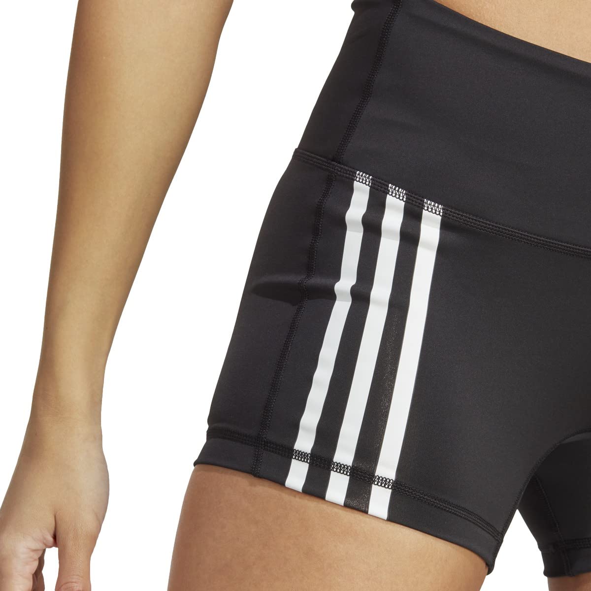 adidas Women's 4 Inch 3-Stripes Shorts, Black/White, Medium