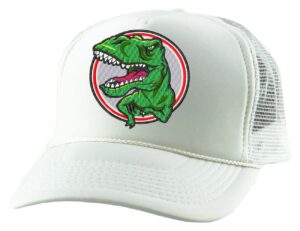 allntrends dinosaur trucker hat embroidered cool dino graphic summer cap (white)