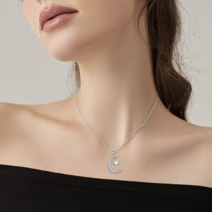 YAFEINI Crescent Moon Necklace Gifts for Women Sterling Silver Moonstone Crescent Moon Pendant Necklace Jewelry Gifts for Women Teen Girls