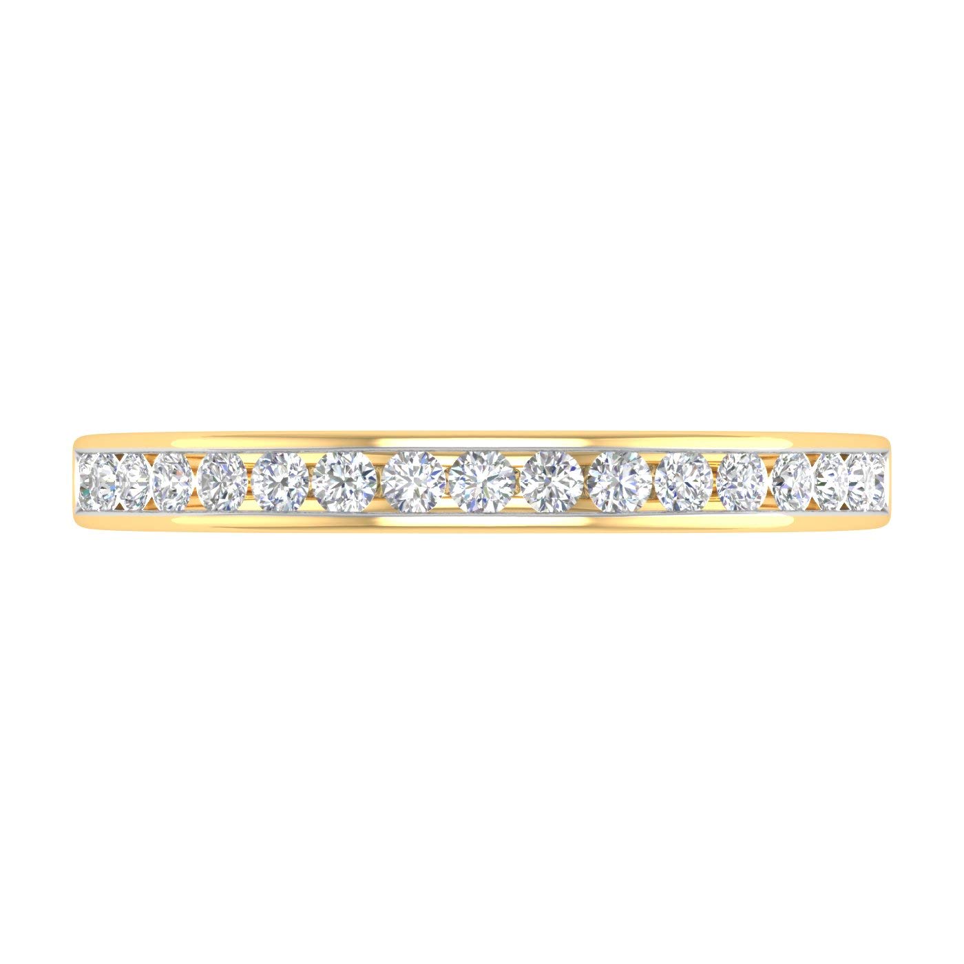 1/4 Carat Channel Set Diamond Anniversary Wedding Band in 10K Yellow Gold - IGI Cert (Ring Size 11)