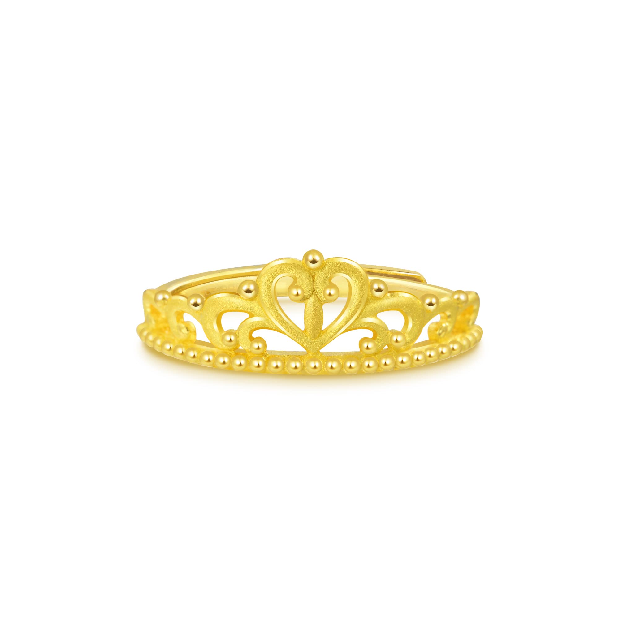 CHOW SANG SANG 999.9 24K Solid Gold Price-by-Weight 2.99g Gold Crown Ring for Women 90227R | Adjustable Size