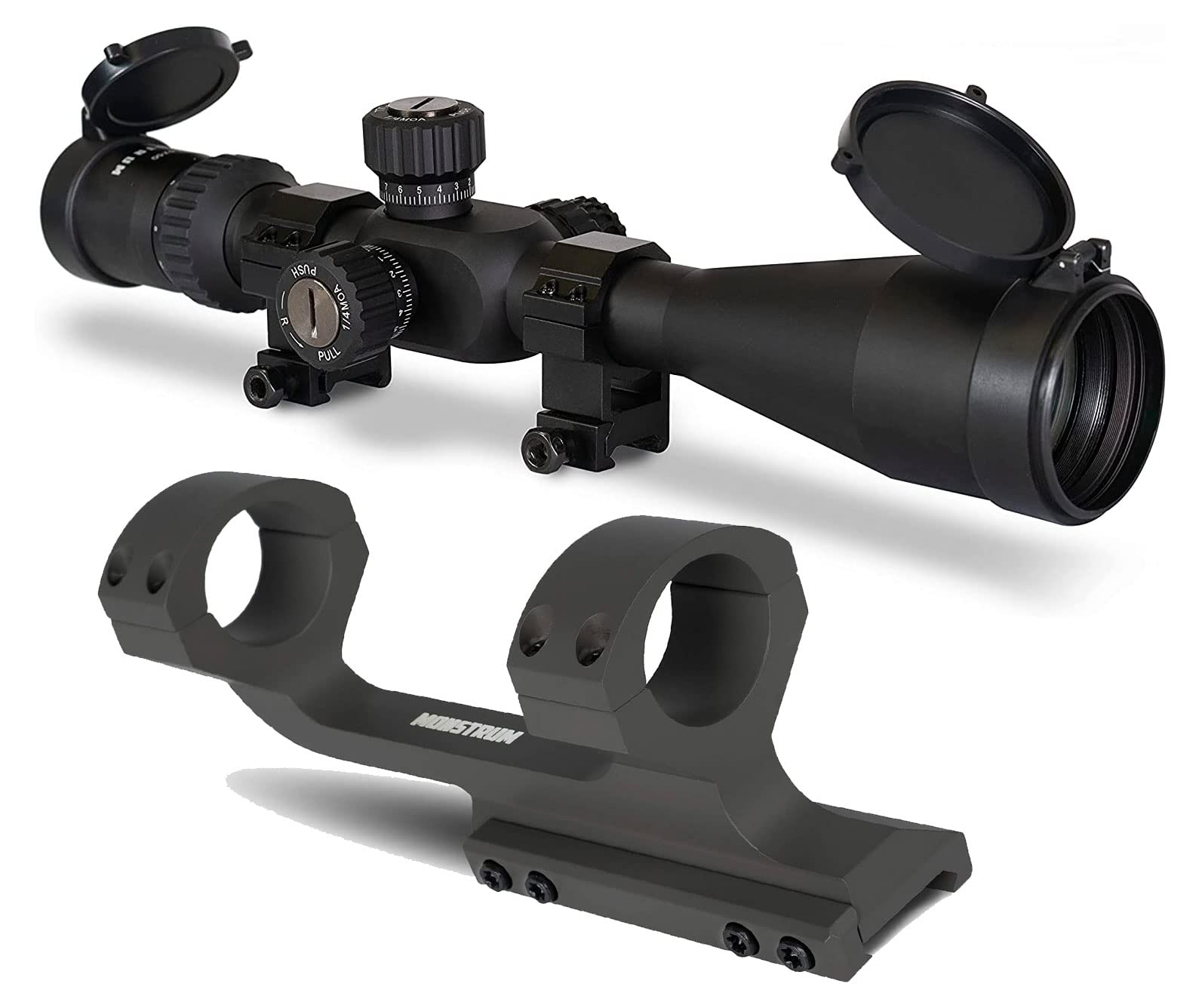 Monstrum G3 4-16x50 FFP Rifle Scope | Monstrum Extended Length Offset Scope Mount | 20 MOA | Bundle