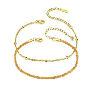 JYUEDA Sparkling Gold Anklets for Women,18K Gold Plated Womens Anklet Ankle Bracelets for Women Waterproof Summer Beach Jewelry