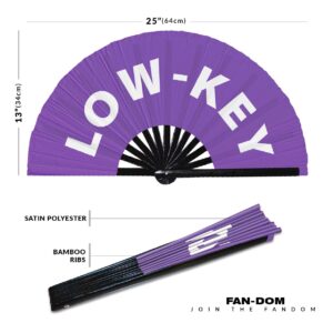 Low-Key Hand Fan Foldable Bamboo Circuit Rave Hand Fans Slang Words Fan Outfit Party Gear Gifts Music Festival Rave Accessories (Purple)