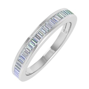 1/2 carat channel set baguette shape diamond wedding band ring in 14k white gold (ring size 11) (i1-i2 clarity)