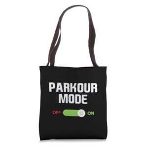 parkour mode - backflip freerunning urban gymnastic tote bag