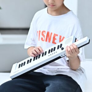 Kids Electric Piano Keyboard 37 keys keytar, Musical Instrument, Mini Electronic Pianos Toy Gift for Children Beginners (White)