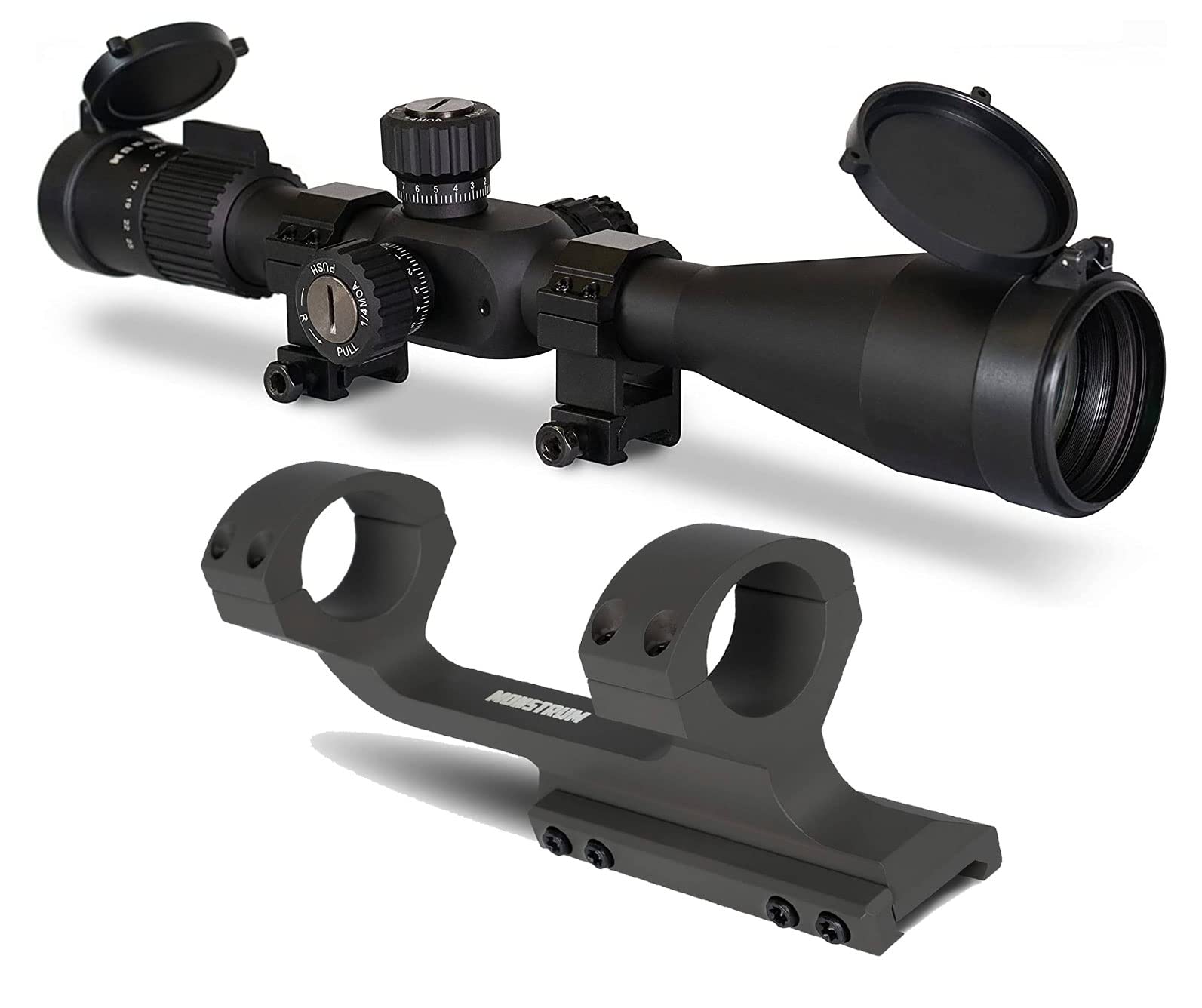 Monstrum G3 5-25x50 FFP Rifle Scope | Monstrum Extended Length Offset Scope Mount | 30 MOA | Bundle