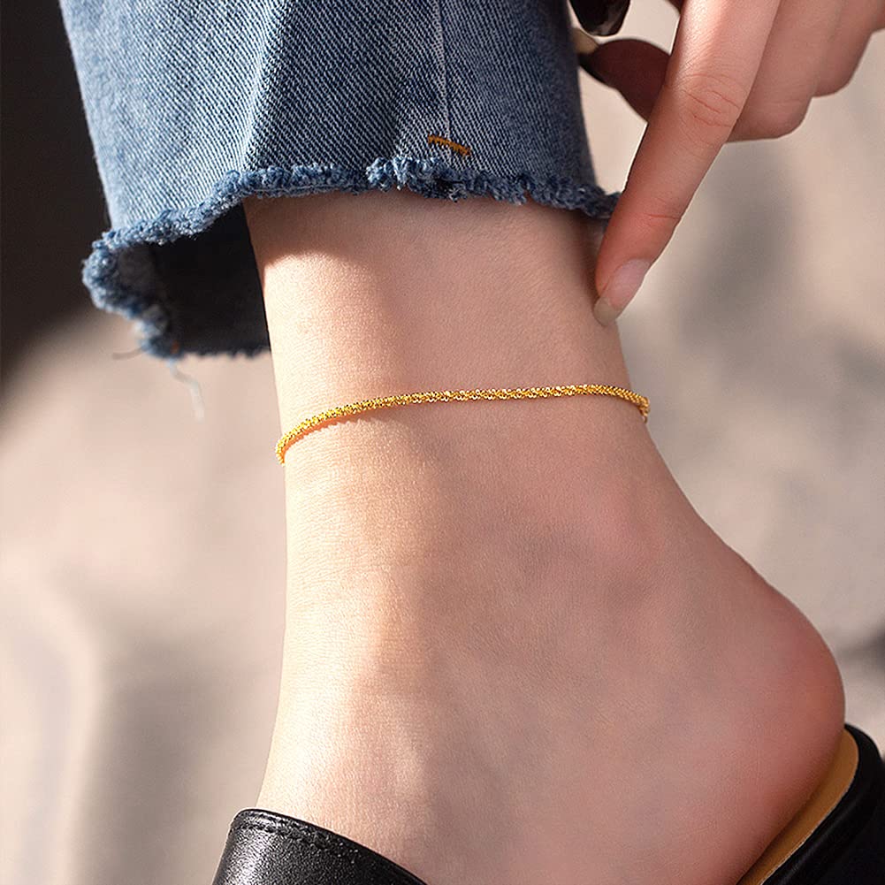 JYUEDA Sparkling Gold Anklets for Women,18K Gold Plated Womens Anklet Ankle Bracelets for Women Waterproof Summer Beach Jewelry