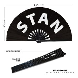 Stan Hand Fan Foldable Bamboo Circuit Rave Hand Fans Slang Words Fan Outfit Party Gear Gifts Music Festival Rave Accessories (Black)