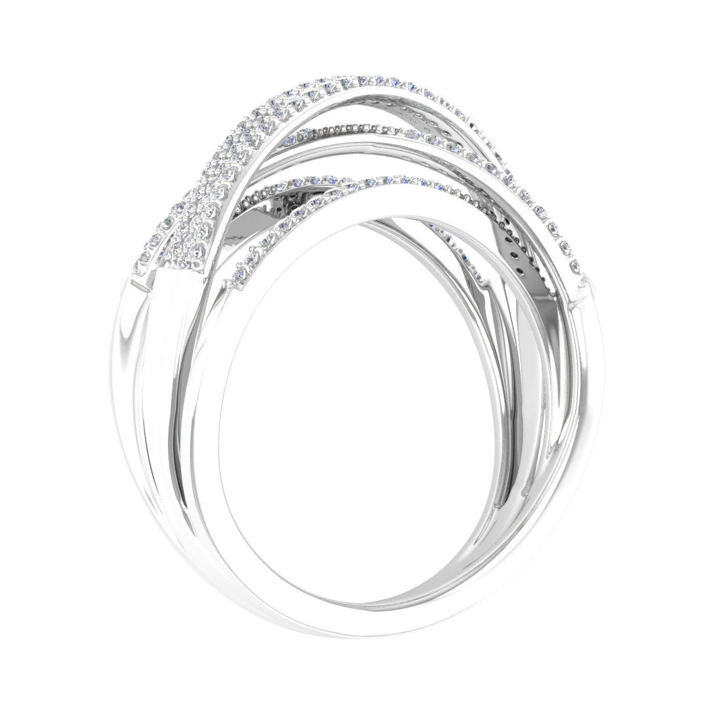 0.52 Carat Diamond Bypass Wedding Band Ring in 10K White Gold (Ring Size 11)