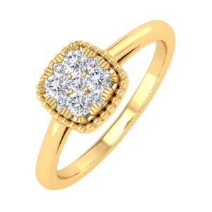 1/4 Carat Cushion Cut Diamond Ring in 10K Yellow Gold (Ring Size 8.25)