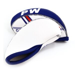 Craftsman Golf Wider Openings US Flag Neoprene Golf Club Head Cover Wedge Iron Protective Headcover for Most Brand Standard Iron Heads (White & Blue,wider opening)