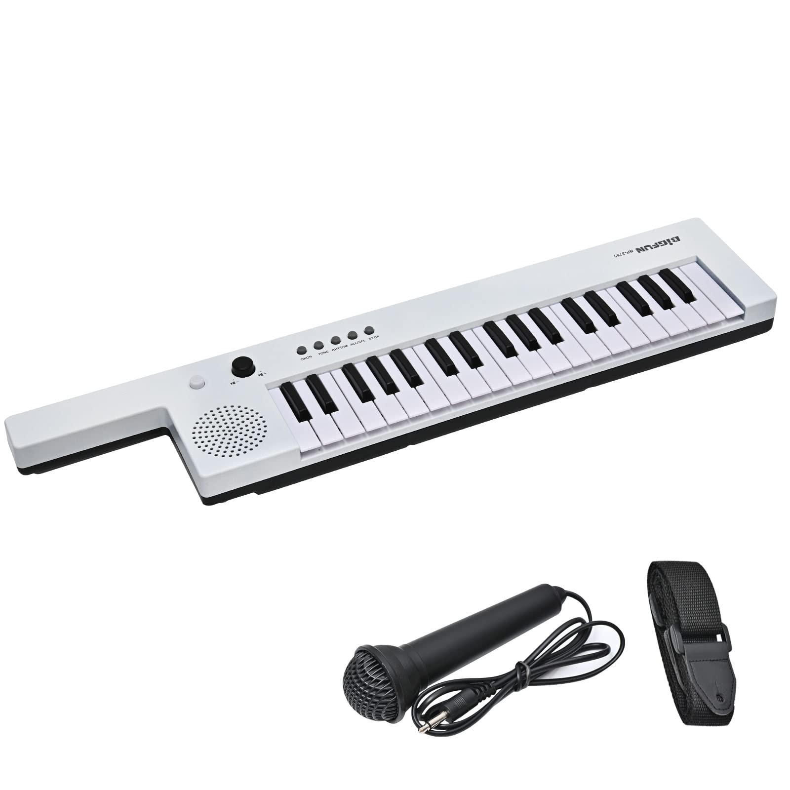 Kids Electric Piano Keyboard 37 keys keytar, Musical Instrument, Mini Electronic Pianos Toy Gift for Children Beginners (White)