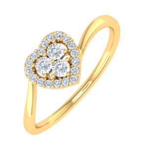 finerock 1/10 carat diamond heart shaped ring in 10k yellow gold - igi certified (ring size 9.75)