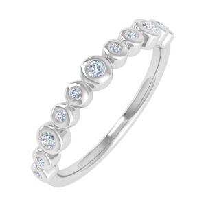 1/5 carat bezel set diamond wedding band ring in 10k white gold (ring size 10) (i1-i2 clarity)