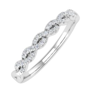 1/10 Carat Twisted Diamond Wedding Band Ring in 14k White Gold (Ring Size 10.25) (I1-I2 Clarity)