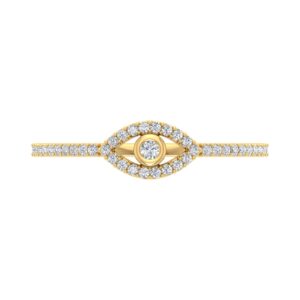 1/10 Carat Evil Eye Diamond Ring in 10k Yellow Gold - IGI Certified (Ring Size 9.75)