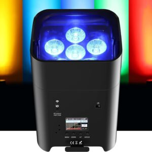 Battery Powered Uplights Rechargeable Par Can 6x18W RGBWA+UV led uplight 9600 mAh Remote/APP/DMX512 Control Stage Lights Uplighting Indoor for Wedding DJ Church Chrismas Dance