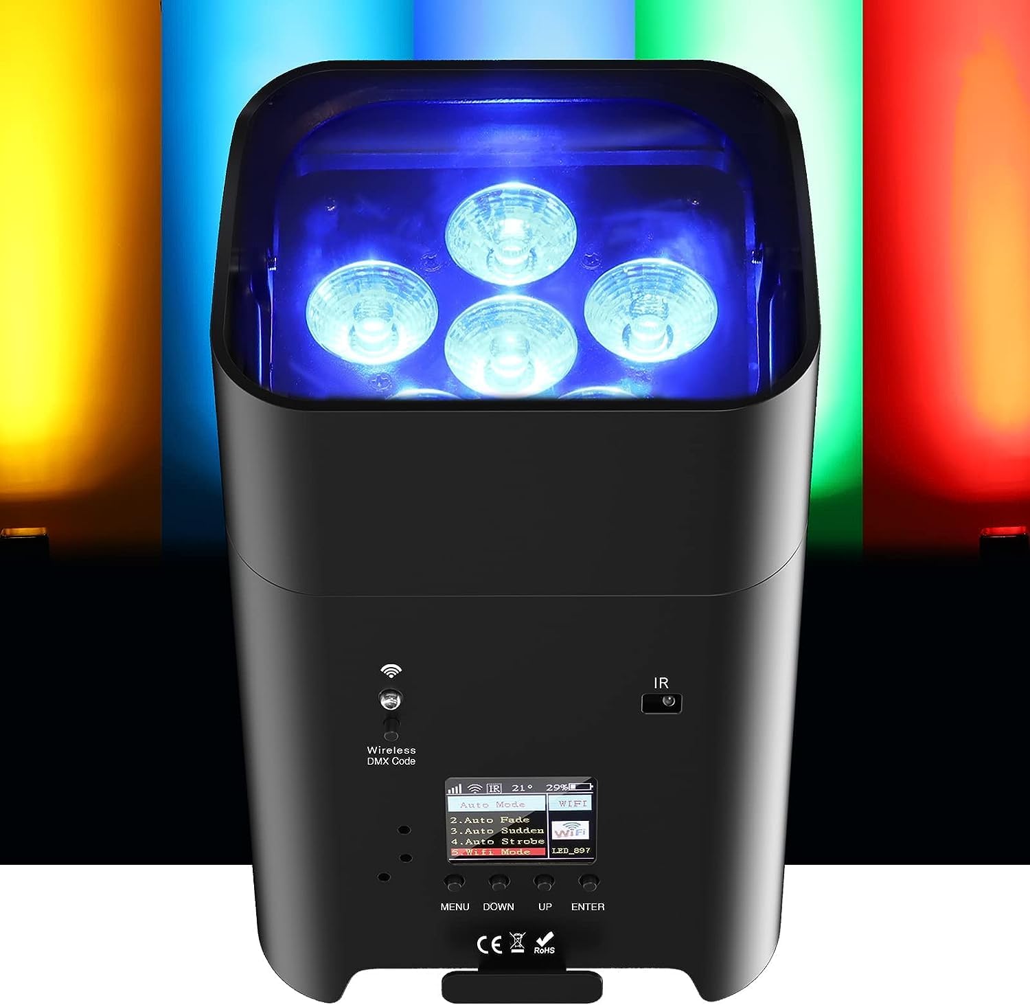 Battery Powered Uplights Rechargeable Par Can 6x18W RGBWA+UV led uplight 9600 mAh Remote/APP/DMX512 Control Stage Lights Uplighting Indoor for Wedding DJ Church Chrismas Dance