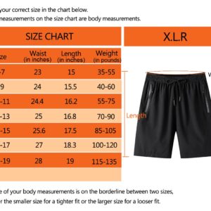 XiaoLongRen Boys Outdoor Running Shorts Quick Dry Lightweight Gym Shorts with Zipper Pockets(07022BK-14)