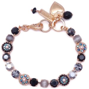 Mariana Rocky Road Goldtone Bracelet Black Grey Silvertone Crystal Mix Mosaic Glisten 1149