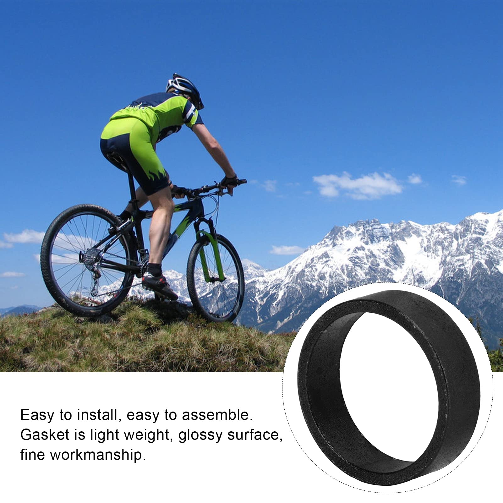 BuyWeek Bike Headset Spacer, 5Pcs/Set 10mm Bicycle Headset Washer Mountain Bike Front Fork Washer for Mountain Road Bike(Black)